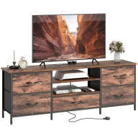 HOMCOM Multi-Storage Industrial TV Stand - Brown/Grey/Black(m-10)