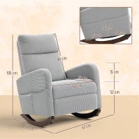 HOMCOM Corduroy Rocking Armchair - Grey(m-3)