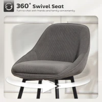 HOMCOM 2 sztuki barowych krzeseł z pokryciem z kordu i stalowymi nogami, krzesła tapicerowane dla wyspy kuchennej, jadalni, szare(m-4)