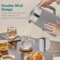 HOMCOM Electric Stainless Steel Kettle and Toaster Set, 3000W 1.7L UK Strix Thermostat Fast Boil Kettle w/ Limescale Filter, Cool Touch Body, 4 Slice Toaster with 7 Browning Levels, Crumb Tray, Taupe(m-5)