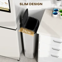 HOMCOM 50L Stainless Steel Sensor Bin - Silver Tone(m-8)