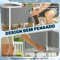 Outsunny Carro Térmico de 56L com Rodas Prateleira Abre Garrafas Coletor de Tampas Dreno e Pega para Jardim Festas 84x38x83 cm Cinzento(m-9)