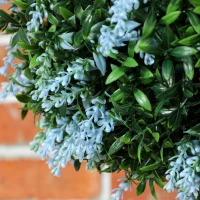 HOMCOM Set of 2 Artificial Plant Topiary Balls, UV-protected Fake Decorative Plants, Blue(m-9)