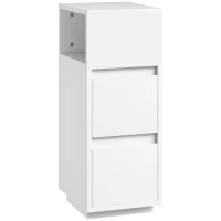 HOMCOM Slim Bedside Table, Narrow Bedside Cabinet with Open Shelf and 2 Drawers for Bedroom, Living Room, White(m-1)