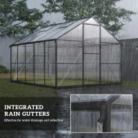 Outsunny Seră pentru grădină din policarbonat și aluminiu cu ușă batantă și 2 ferestre reglabile, 304x247x205 cm, negru(m-9)