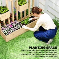Outsunny Podwyższona grządka z kratką, drewniana donica, 90 x 45 x 170 cm(m-5)