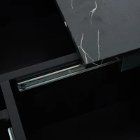 Modern Square Coffee Table with Sliding Top and 4 Built-In Drawers, Versatile Center Table for Living Spaces, 90L x 90W x 25H cm, Black(m-10)