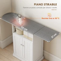 HOMCOM Mobile da Stiro con Asse da Stiro Pieghevole e Armadietto, 131x37x88.5 cm, Bianco(m-4)