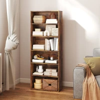 HOMCOM Six Shelf Bookcase - Rustic Brown(m-9)