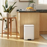 HOMCOM 20L Kitchen Bin with Soft-Close Lid and Stay-Open Function, Pedal Bin with Removable Inner Bucket for Kitchen, Office, Home, Cream(m-2)