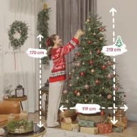 HOMCOM 7 ft Full Spruce Christmas Tree with Realistic Dense Tips, Easy Assembly - Green(m-3)