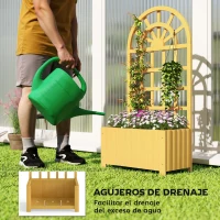 Outsunny Jardinera con Enrejado de Madera con Drenaje para Cultivos Verduras Flores Hierbas 60x30x120 cm Natural(m-6)