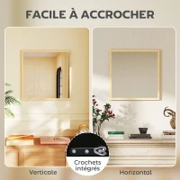 HOMCOM Miroir mural carré 50 x 50 cm, cadre en bois naturel, idéal pour la salle de bain, salon ou chambre(m-5)