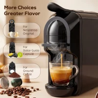 HOMCOM Pod Coffee Machine for Nespresso, Dolce Gusto Capsule & Ground Coffee, Small Semi Automatic Coffee Maker, 19 Bar, 0.6L(m-4)