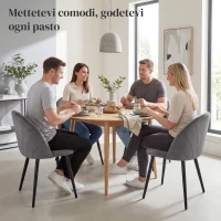 HOMCOM Set da 2 Sedie da Pranzo in Velluto Imbottite con Schienale a Conchiglia e Gambe in Metallo, Grigio(m-4)