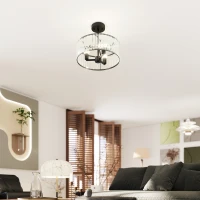 HOMCOM Crystal Ceiling Light, Semi Flush Mount Modern Crystal Chandelier Ceiling Light, E14 Base 3-Lights, Bulbs Not Included(m-9)