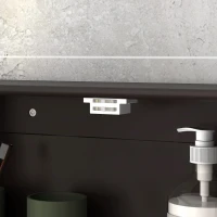 kleankin Armario de Baño con Espejo Armario de Pared con 2 Puertas Estante Abierto Estante Ajustable 56x13x58cm Marrón Oscuro(m-9)