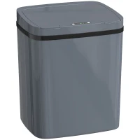 HOMCOM 15L Sensor Bin, Automatic Touchless Kitchen Bin, Easy Clean, Battery Operated for Home Office, Bedroom, Bathroom, Grey(m-1)