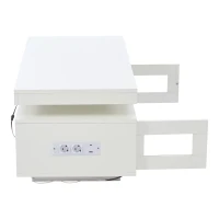 Modern Coffee Table with App-Controlled LED and USB Port, Space-Saving Unit with Acrylic Cabinets and Storage, 100L x 50W x 43H cm, White(m-10)