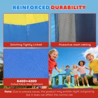 AIYAPLAY Springkasteel Opblaasbaar Speelcentrum met Luchtblazer Glijbaan Trampoline Zwembad/Ballenbak Waterpistool 364x173x182 cm Blauw(m-5)