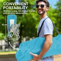 Outsunny Set of 2 Folding Beach Chair, Low Camping Chair with Mesh Back, Carry Bag and Cup Holder for Garden Outdoor Picnic Festival Travel, Blue(m-4)