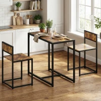 HOMCOM 3 Piece Table Stool Set - Rustic Brown(m-8)