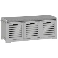 HOMCOM 3-Drawer Shoe Storage Bench - Grey(m-1)