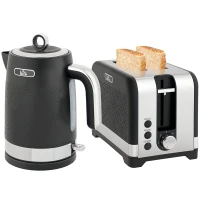 HOMCOM Sleek Textured Kettle and Toaster Set - Black(m-10)