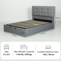 HOMCOM 4ft6 Double Ottoman Bed with Gas Lift Storage - Grey(m-3)