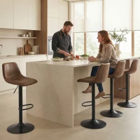 HOMCOM Bar Stools Set of 2, Modern Swivel Barstools with Footrest for Kitchen Island and Dining Room, Brown(m-9)
