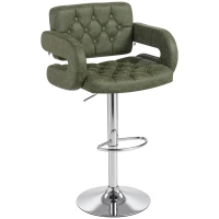 HOMCOM PU Leather Upholstered Swivel Bar Stool, Height Adjustable with Back, Armrest, Footrest, Green(m-10)