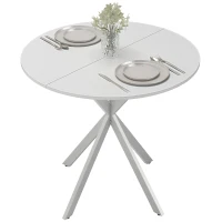 HOMCOM 80cm Industrial Round Dining Table - White(m-10)