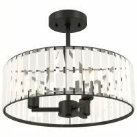 HOMCOM Crystal Ceiling Light, Semi Flush Mount Modern Crystal Chandelier Ceiling Light, E14 Base 3-Lights, Bulbs Not Included(m-11)