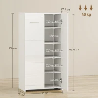 HOMCOM Scarpiera da Ingresso Moderna con 5 Ripiani Regolabili, 55x36x108 cm, Bianco(m-3)