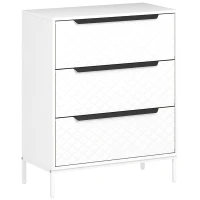 HOMCOM Chest of Drawers, Dresser with 3 Fabric Drawers and Aluminium Handles - White(m-1)