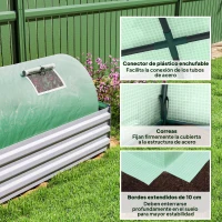 Outsunny Invernadero Pequeño para Cultivo de Plantas con 5 Ventanas Marco de Acero y Cubierta de PE Anti-UV 300x80x45 cm Verde(m-6)