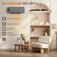HOMCOM 2000W Ceramic Electric Heater with Fan, Adjustable Thermostat, Wall Mounted - Grey(m-9)