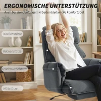 HOMCOM Bürostuhl Höhenverstellbarer Drehstuhl mit Lendenwirbelstütze, Fußstütze, Schneeflanell, 80 x 80 x 106-114 cm Dunkelgrau(m-5)