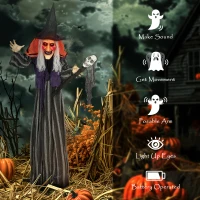 Outsunny 160cm Lifelike Moving Witch Decoration - Multi(m-7)