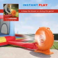 AIYAPLAY Opblaasbaar Springkussen met Blazer Glijbaan Trampoline Plonsbad Waterpistool 342x255x209 cm Blauw(m-6)