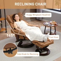 HOMCOM Faux Leather Reclining Chair and Footstool - Brown(m-4)