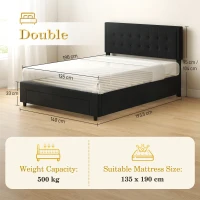 HOMCOM Double Ottoman Bed Frame, with Front Drawer - Black(m-3)