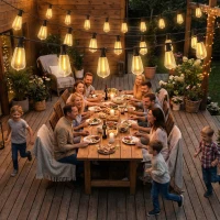 HOMCOM 50 LED Łańcuch Świetlny, 18 m Łańcuch do Połączenia, IP44 Wodoodporny, Dekoracja Wewnętrzna i Zewnętrzna(m-9)