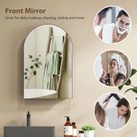 HOMCOM Bathroom Mirror Cabinet with Mirror, Arched Wall Mounted Bathroom Cabinet with Storage Shelves, Black(m-6)