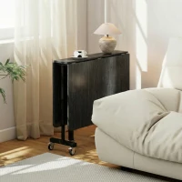 HOMCOM Tavolo Pieghevole per 4-6 Persone con 2 Ribalte e Ruote con Freno, 120x80x73 cm, Nero Effetto Legno(m-9)