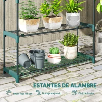 Outsunny Juego de 2 Soportes para Plantas de 4 Niveles Interior y Exterior Estantes Metálicos con Conectores Fácil Montaje Verde(m-5)