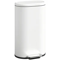 HOMCOM 30 L Modern Curved Kitchen Bin - Cream(m-10)