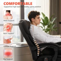 HOMCOM Office Chair with 6-point Vibration Massage and Heat, Fabric Desk Chair with Footrest, High Back, Black(m-5)