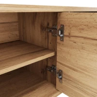 Modern Vintage TV Stand with Sturdy Five-Legged Support, Spacious Unit with 4 Openwork Doors and 9 Shelves, 180L x 40W x 55H cm, Wood(m-8)