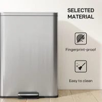 HOMCOM 20L Kitchen Bin with Soft-Close Lid and Stay-Open Function, Stainless Steel Pedal Bin with Removable Inner Bucket for Kitchen, Office, Home, Silver Tone(m-6)